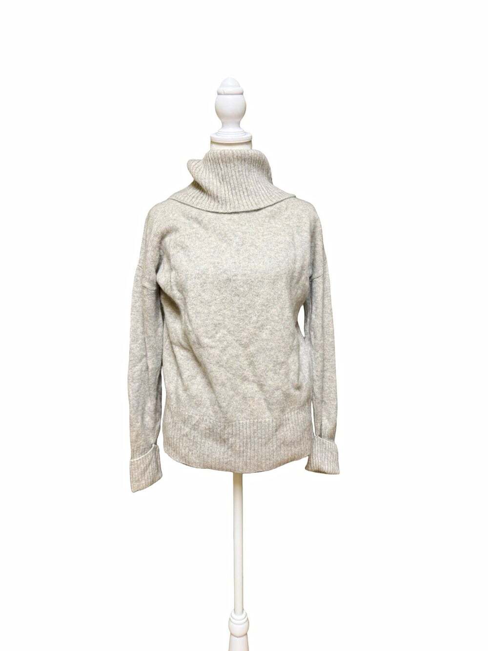 Rachel Zoe Gray Cashmere Turtleneck Knit Pullover Sweater Ribbed Womens L